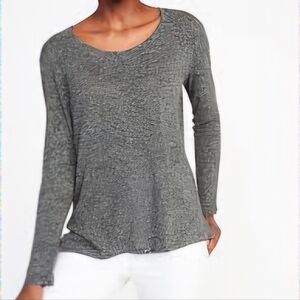 Old Navy Linen Blend Boyfriend Tee in Dark Charcoal Gray Size L